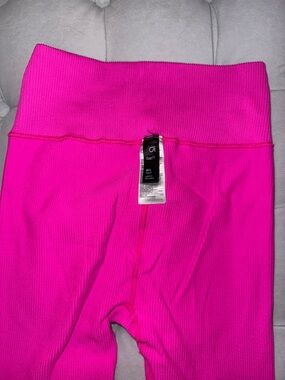 GapFit High-Waist Ribbed Leggings - Hot Pink